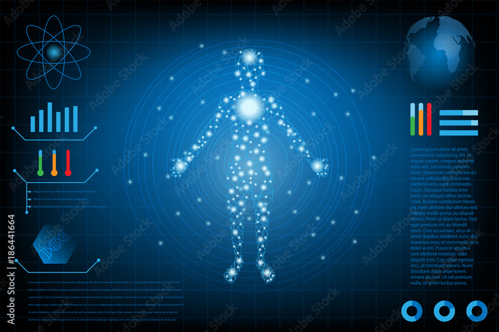 abstract futuristic technology science concept human data health ...
