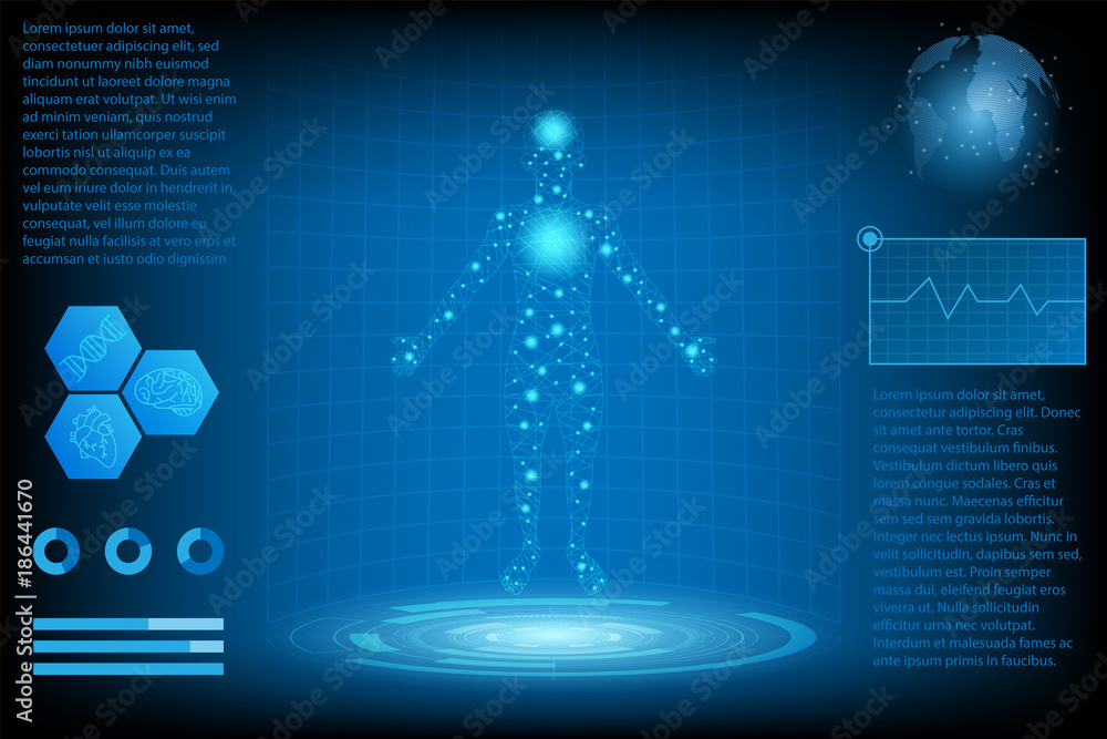 abstract futuristic technology science concept human data health ...