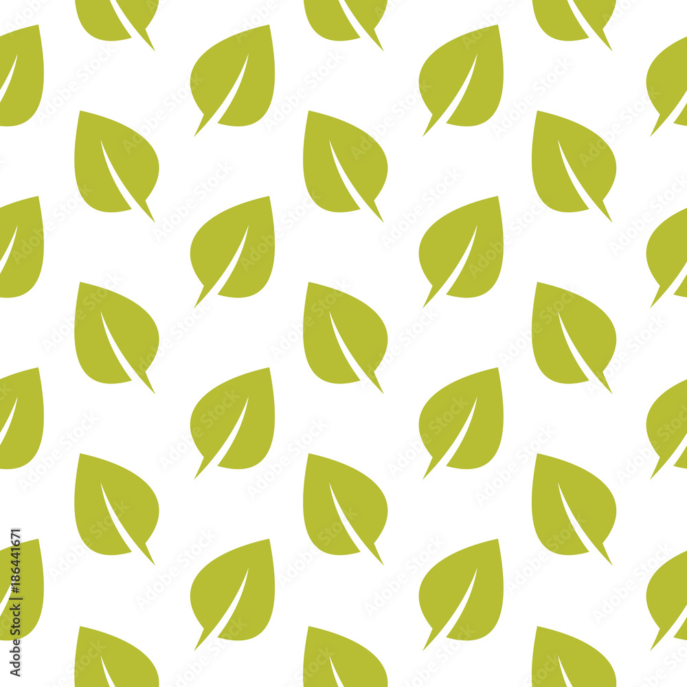 Naklejka premium Vector Seamless Pattern of Simple Green Leaf