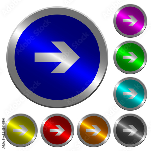 Free Download Right arrow luminous coin-like round color buttons - GFXLoad