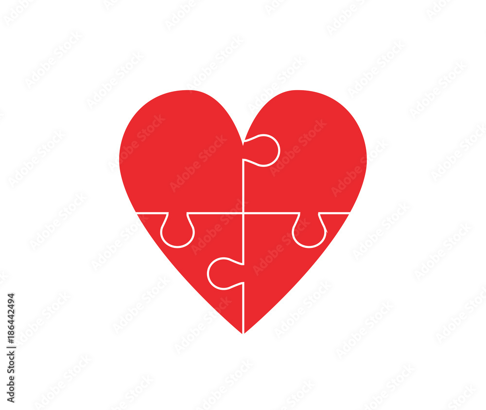 Fototapeta premium Puzzle heart vector background. Vector illustration EPS 10.