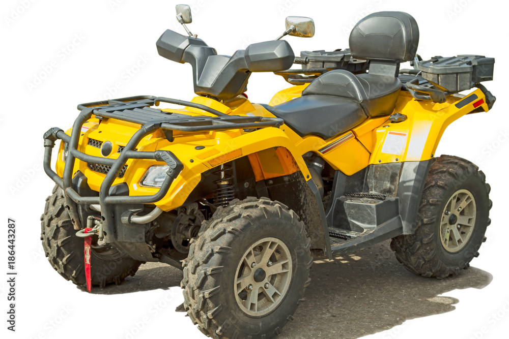 Obraz premium Working quadracycle on a white