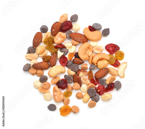 Trail mix isolated on white. 