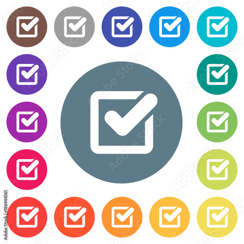 Free Download Checkbox flat white icons on round color backgrounds - GFXLoad