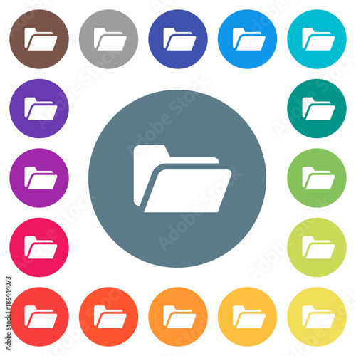 Tapety artystyczne Folder open flat white icons on round color backgrounds