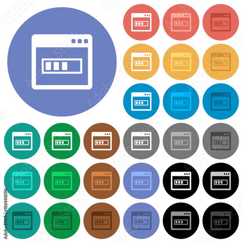 Application installing round flat multi colored icons