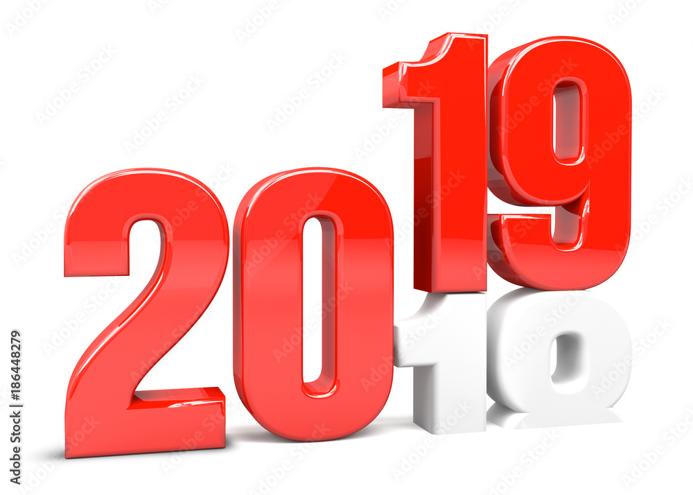 new year 2019 and 2018 red 3d render new year 2019 and 2018 red 3d render
