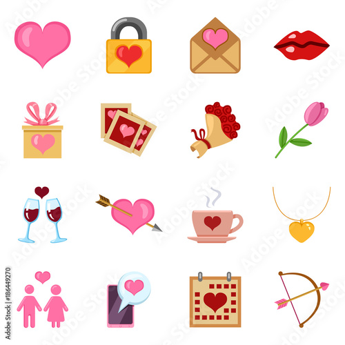 Vector Set of LoveIcons for Valentine Day photo