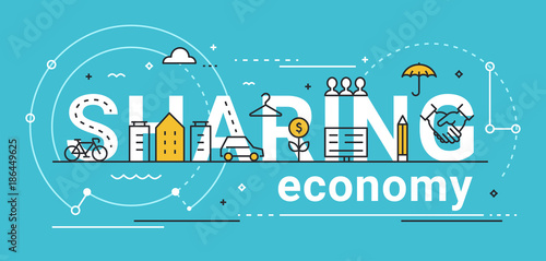 Sharing Economy Line Vector Concept Illustration