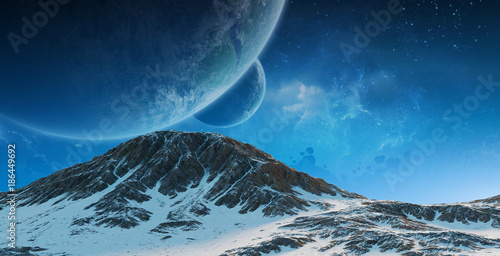 Fototapeta Naklejka Na Ścianę i Meble -  Exoplanets in space 3D rendering elements of this image furnished by NASA
