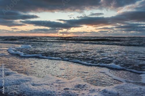 Sunset time   Baltic sea  Liepaja  Latvia.