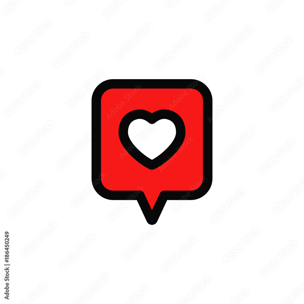 Heart icon in dialog balloon, love symbol, social media like Heart icon in dialog balloon, love symbol, social media like