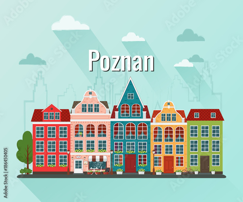 Fototapeta Naklejka Na Ścianę i Meble -  Vector illustration of Poznan. Old european city.
