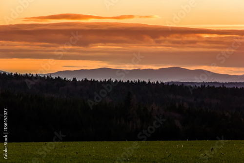 Autumn sunset in czech countryside