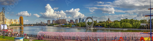 ASTANA, KAZAKHSTAN - JULY 3, 2016: Embankment of the Ishim River