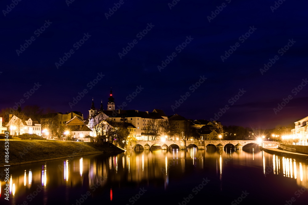 Medieval Town Pisek at the Night, Czech Republic