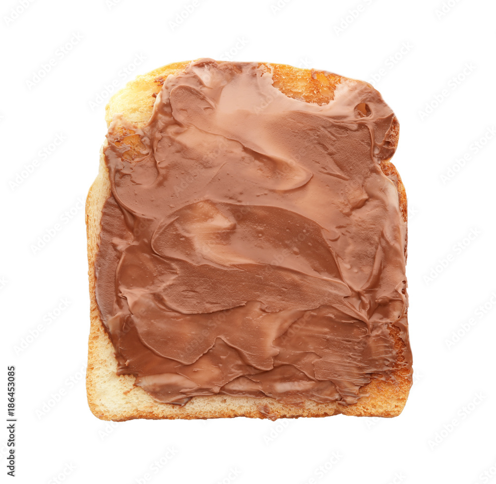 Tasty toast with chocolate spread on white background Tasty toast with chocolate spread on white background