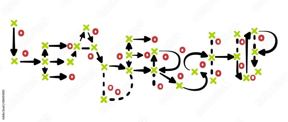 Leadership strategy concept vector with green and red marks on white tactic board Leadership strategy concept vector with green and red marks on white tactic board