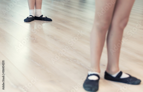Children's Feet In a Ballet Dancing Class. Selective focus