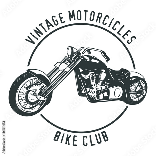 Vintage Motor Club Sign and Label on white background. Emblem of bikers and riders.	