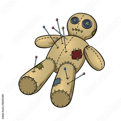 Voodoo doll pop art vector illustration