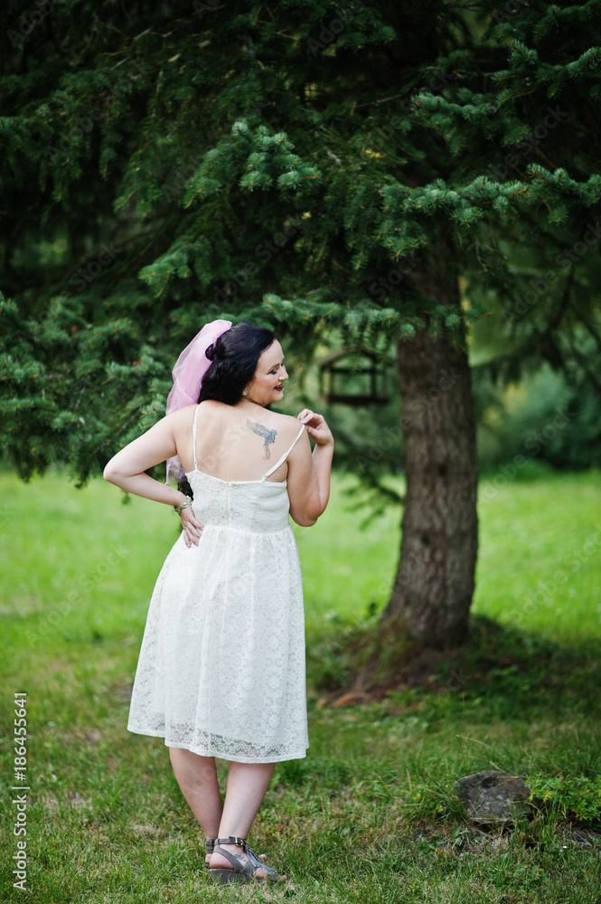 Portrait of brunette future bride at hen party. Portrait of brunette future bride at hen party.