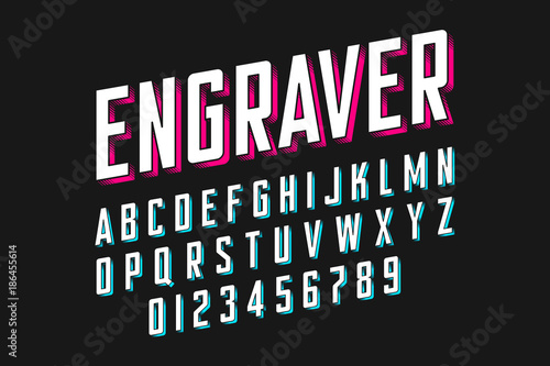 Modern engraved font