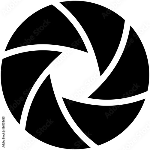 Vector graphic illustration of a camera aperture with 6 blades