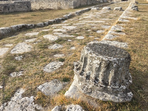 Alba Fucens Roman remains. Ancient Italic town occupying a lofty location (1,000 m) at the foot of the Monte Velino, north of Avezzano, Abruzzo photo