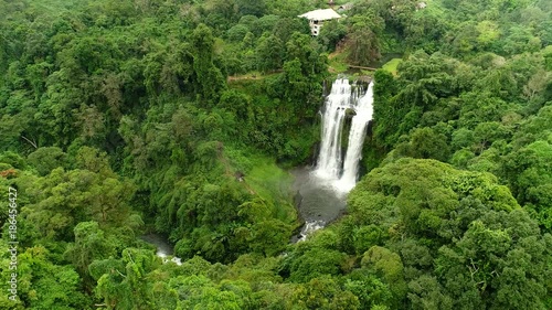 4k Aerial view shot : Tad Yaung waterfall, Champasak Laos. photo