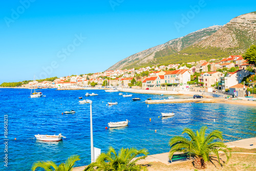 View of Bol port with fishing boats, Brac island, Croatia