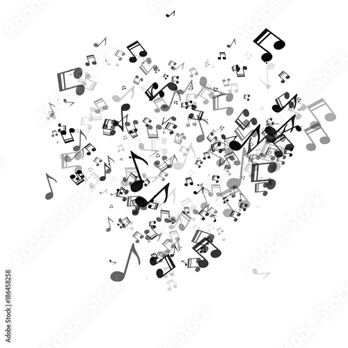 musical background with hearts for valentine's day design