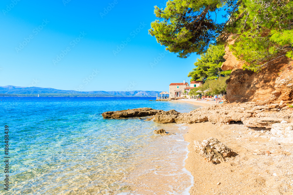 Obraz premium Idyllic beach on coast of Brac island near Bol town, Brac island, Croatia