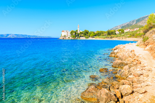 Beautiful path along coast of Brac island near Bol town, Croatia