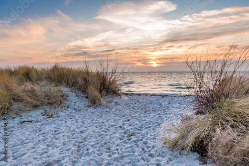 Fototapeta Naklejka Na Ścianę i Meble -  Sand dunes on the beach of Baltic Sea. Hel Peninsula. Poland.