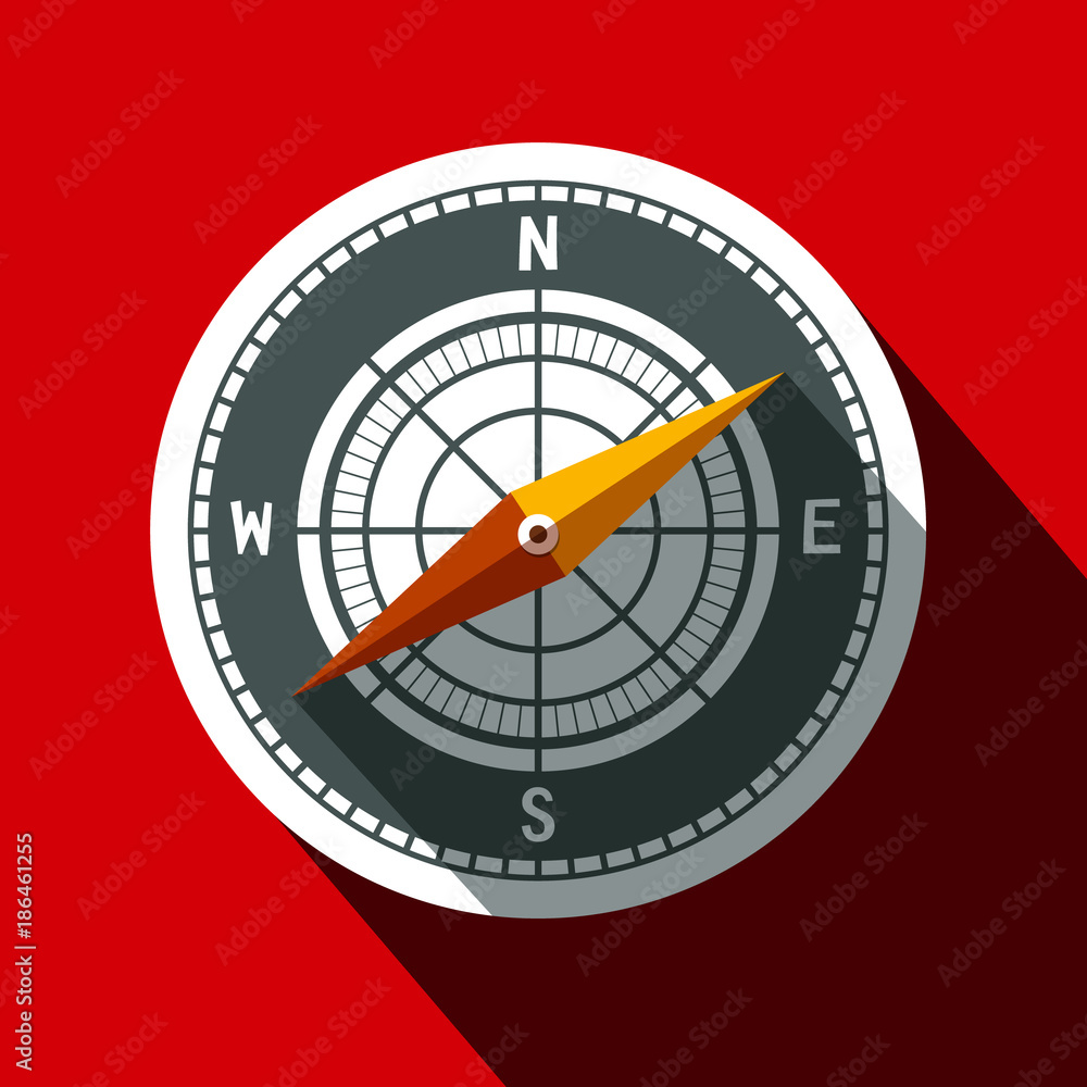 Compass Symbol. Long Shadow Flat Design Circle Icon. Compass Symbol. Long Shadow Flat Design Circle Icon.