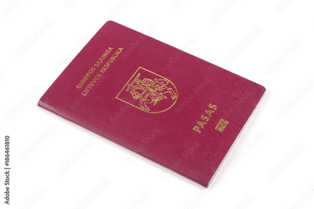 Lithuanian passport isolated on the white background Lithuanian passport isolated on the white background