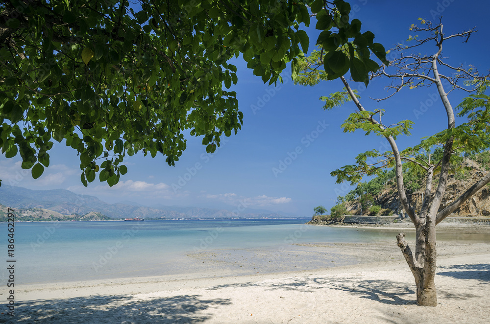 areia branca tropical beach view near dili in east timor