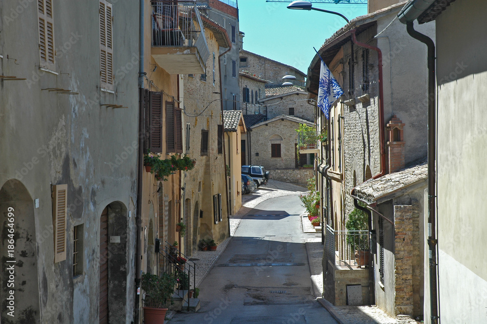 Montefalco, Umbria, le strade e le case del villaggio