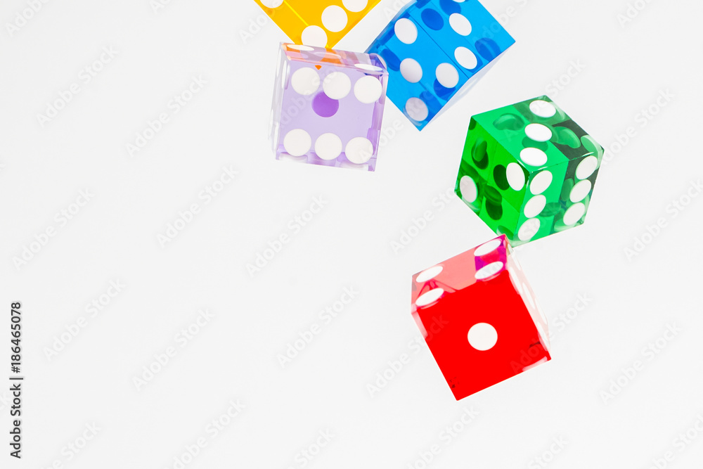Obraz premium five color dice over white