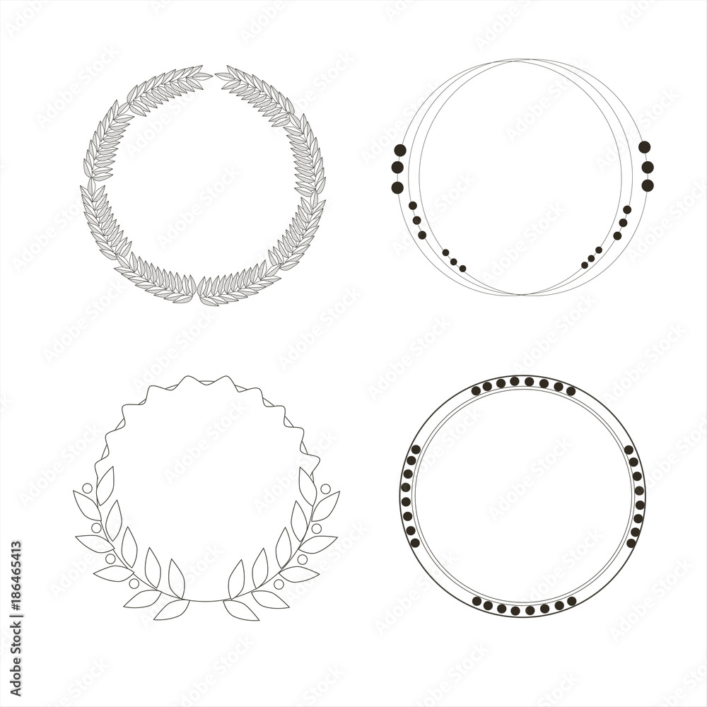 Set of vector circle frames. Wreaths for logo, template and design. Set of vector circle frames. Wreaths for logo, template and design.