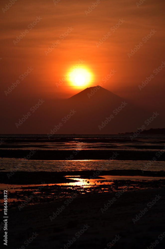 Sunset with mount Agung on Bali