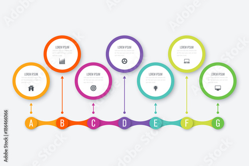 Business infographic template with 7 steps