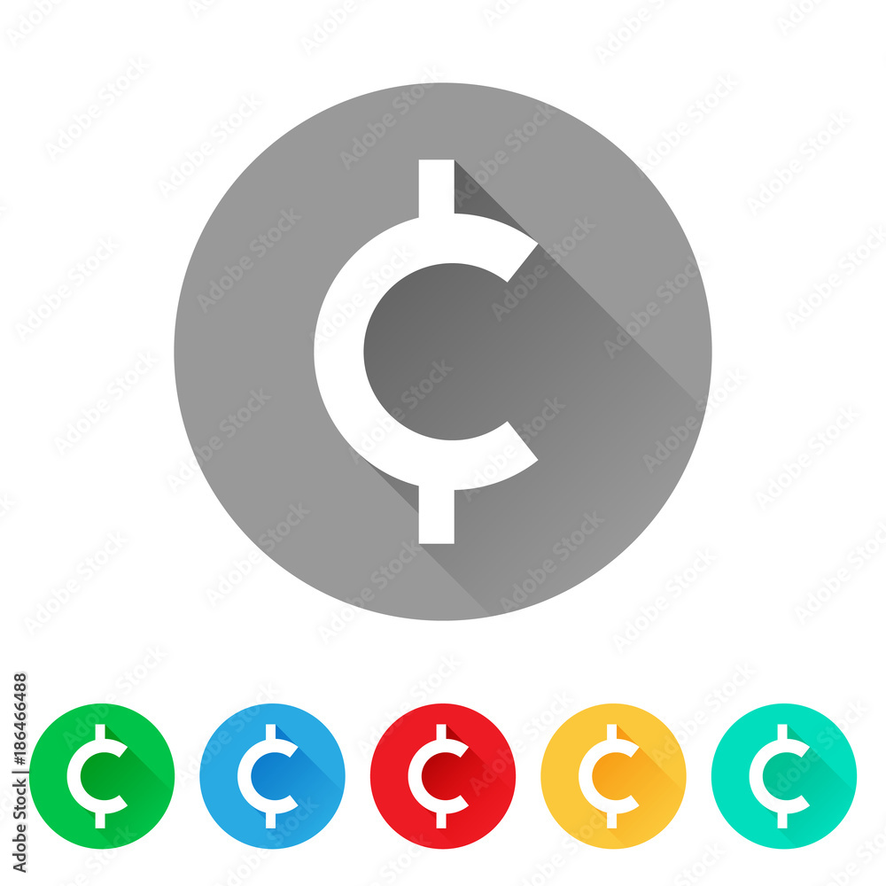 Set of cent sign icons, currency symbol Set of cent sign icons, currency symbol