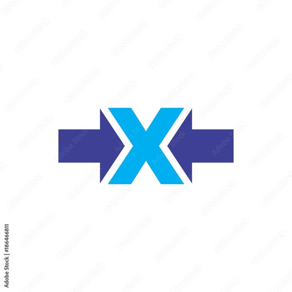 X letter with two arrow logo X letter with two arrow logo
