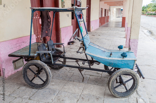 Home made cycling vehicle seen in Gibara village, Cuba photo