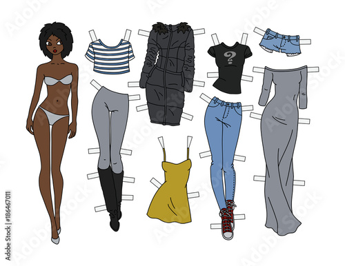 Afroamerican cutting paper doll