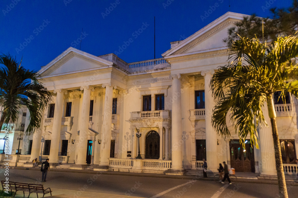 SANTA CLARA, CUBA - FEB 13, 2016: Palacio Provincial palace at Parque Vidal square in the center of Santa Clara, Cuba.