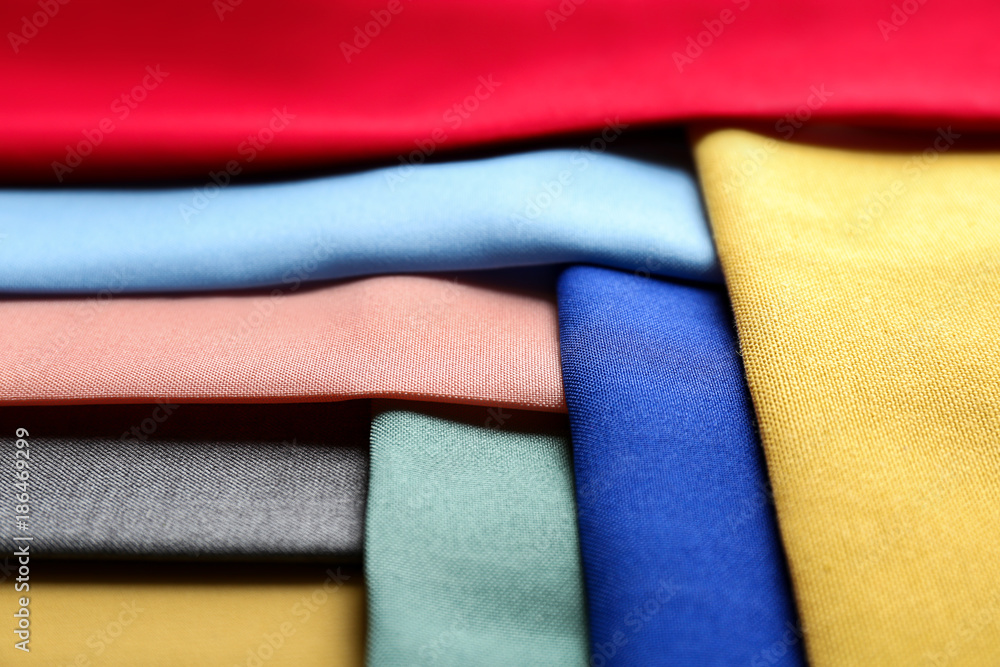 Colorful fabric samples, closeup Colorful fabric samples, closeup
