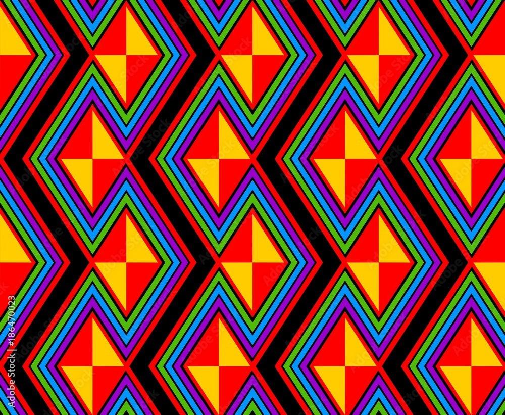 geometric abstract seamless pattern in rainbow colors, and diamond shapes. geometric abstract seamless pattern in rainbow colors, and diamond shapes.